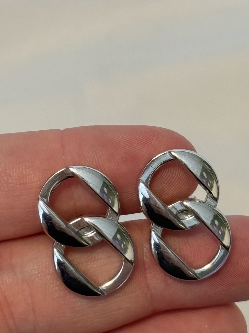 Vintage SWANK Silver Tone Modernist Geometric Cufflinks Mid Century Men’s